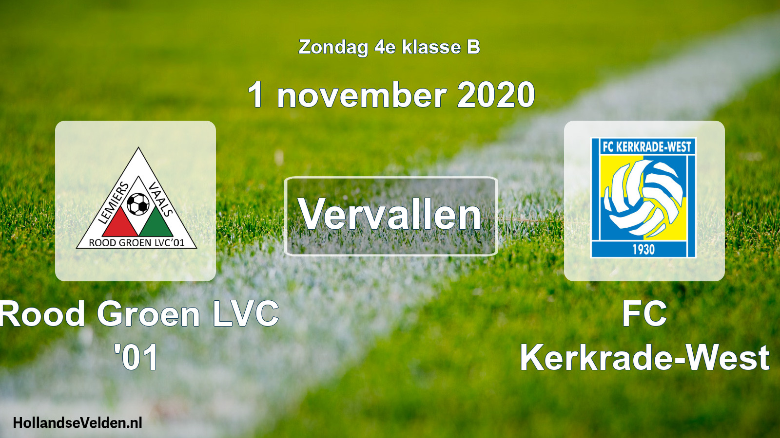 Scheduled Match: Rood Groen LVC '01 - FC Kerkrade-West (1 November 2020)