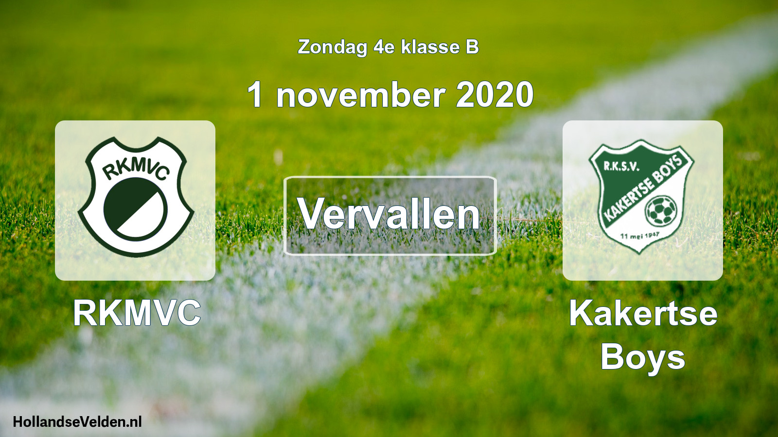 Scheduled Match: RKMVC - Kakertse Boys (1 November 2020)