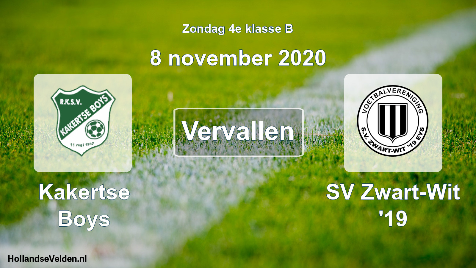Scheduled Match: Kakertse Boys - SV Zwart-Wit '19 (8 November 2020)