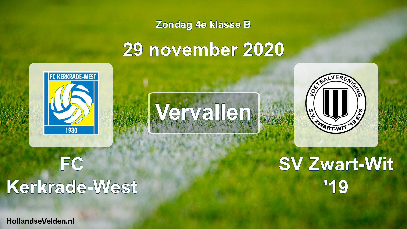 Scheduled Match: FC Kerkrade-West - SV Zwart-Wit '19 (29 November 2020)