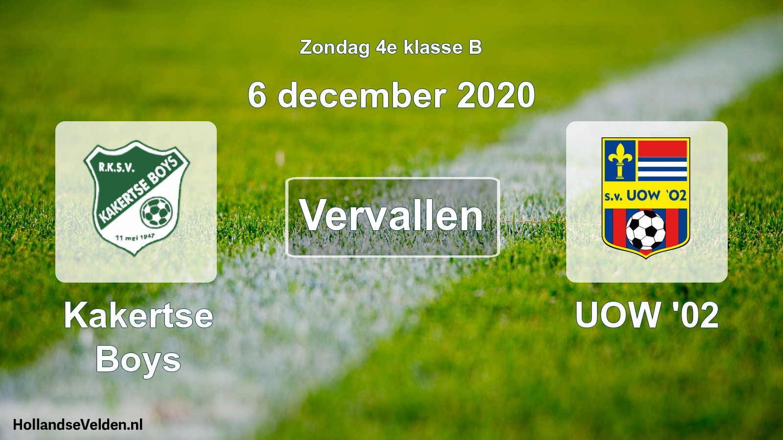 Scheduled Match: Kakertse Boys - UOW '02 (6 December 2020)
