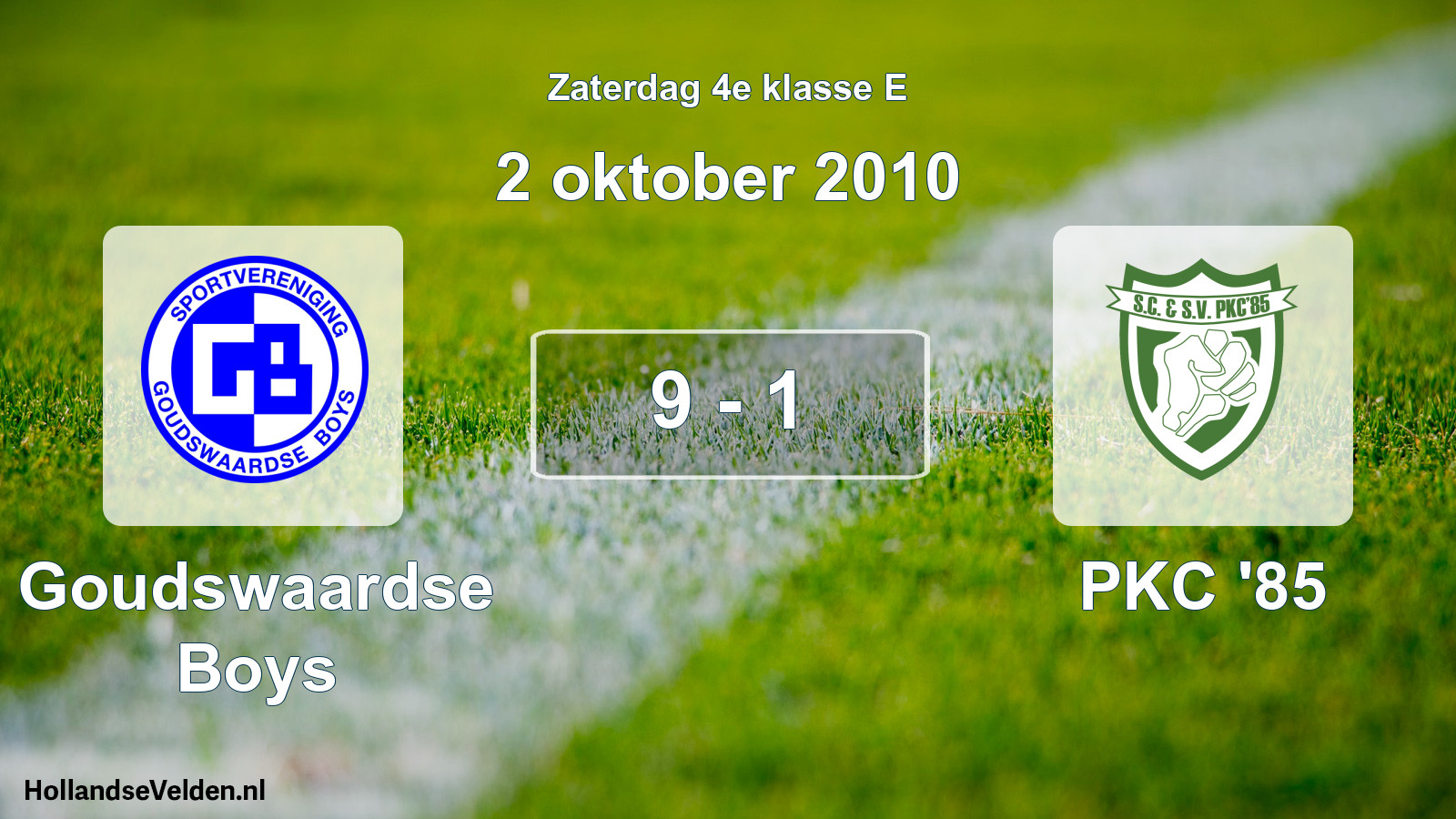 Gespeelde wedstrijd: Goudswaardse Boys - PKC '85 9 - 1 (2 oktober 2010)