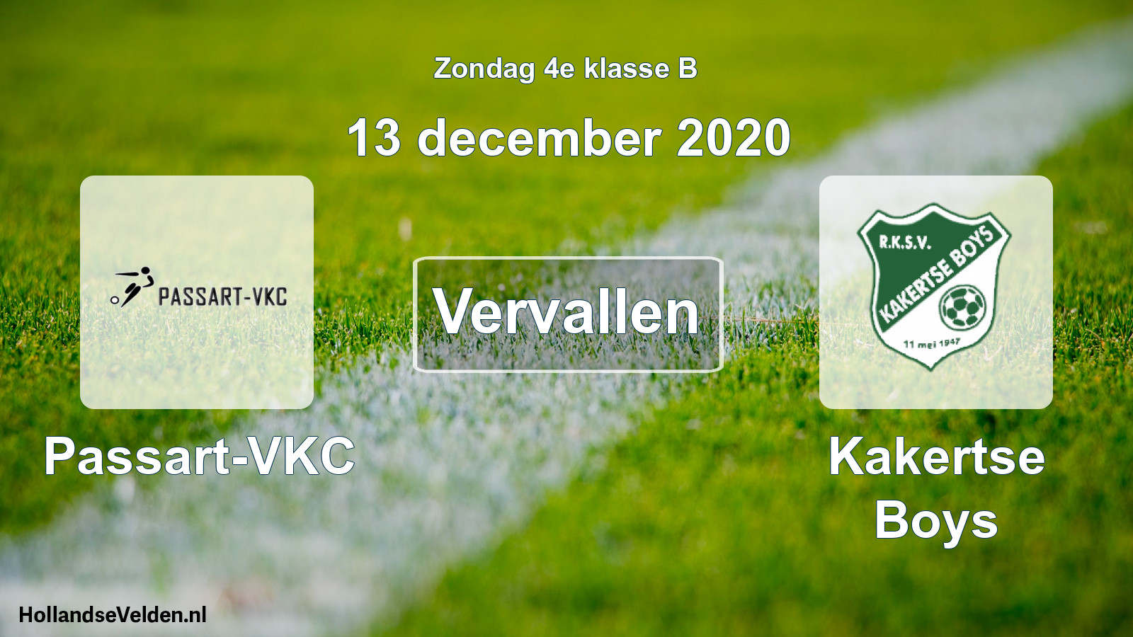 Scheduled Match: Passart-VKC - Kakertse Boys (13 December 2020)