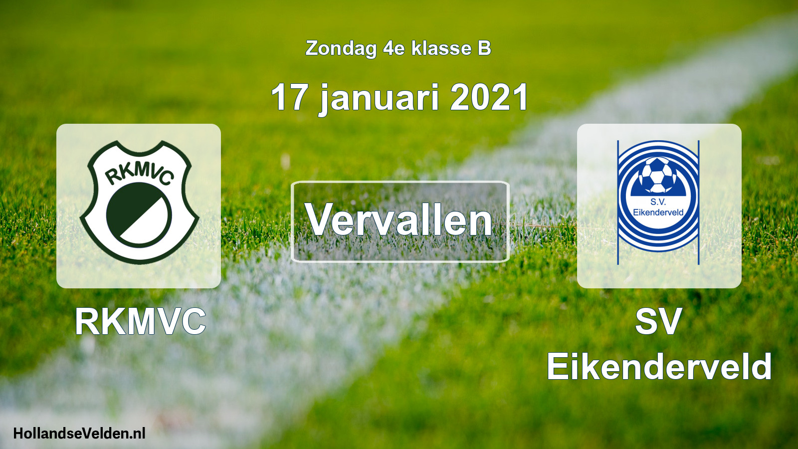 Scheduled Match: RKMVC - SV Eikenderveld (17 January 2021)