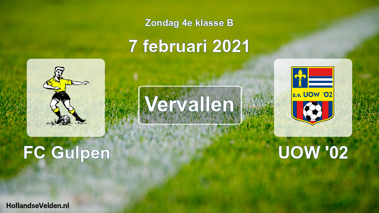 Scheduled Match: FC Gulpen - UOW '02 (7 February 2021)