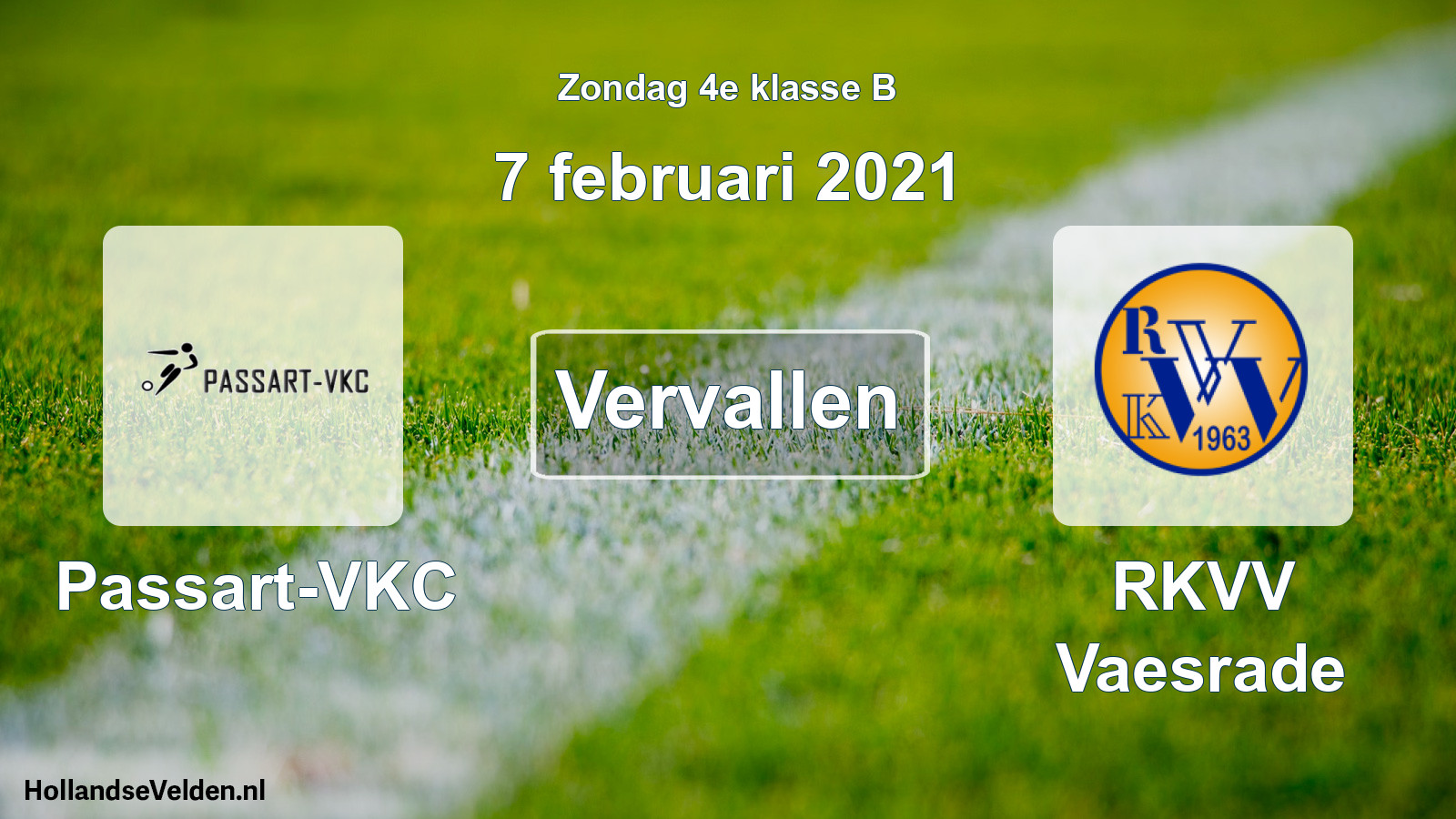 Scheduled Match: Passart-VKC - RKVV Vaesrade (7 February 2021)