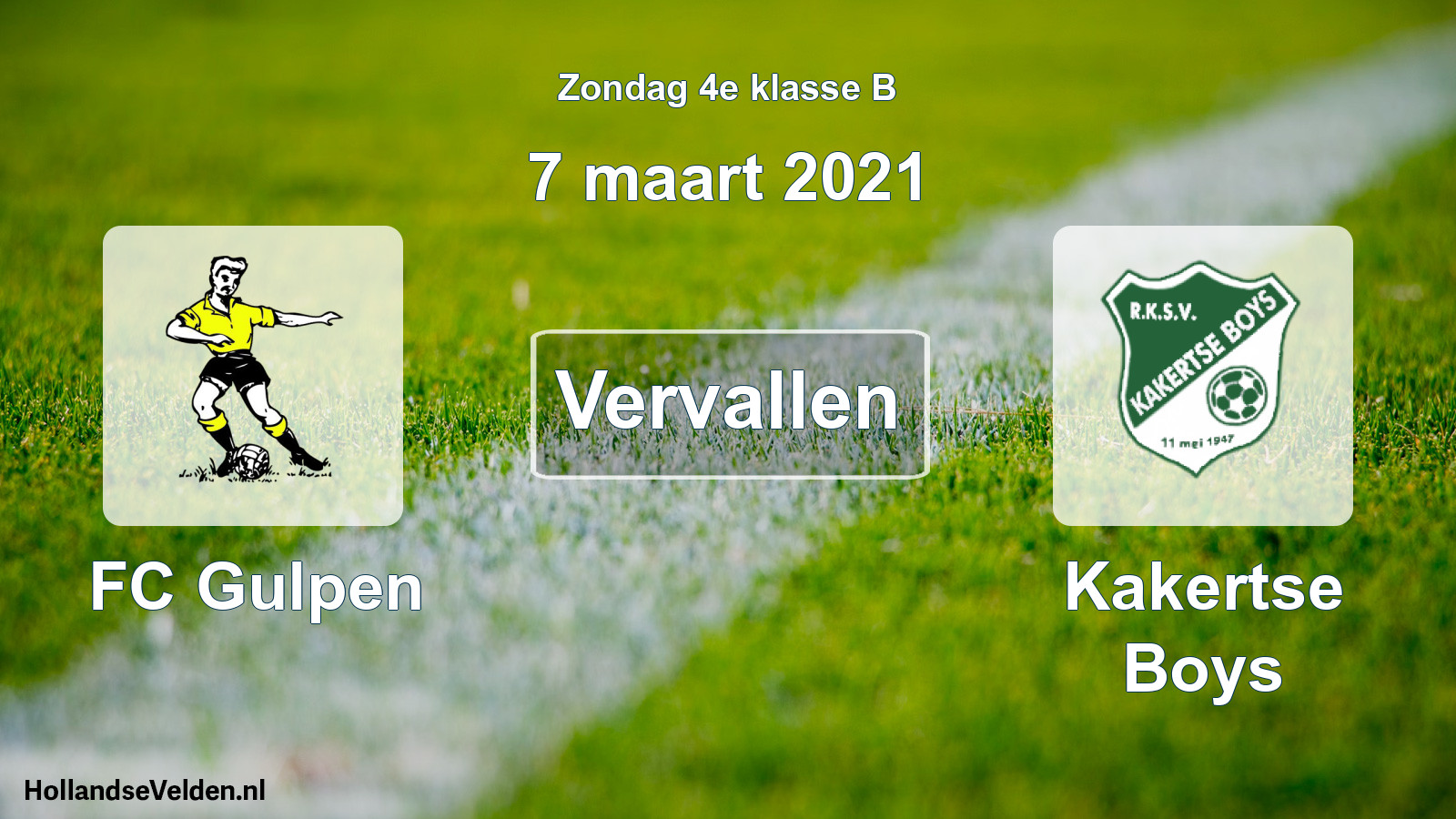 Scheduled Match: FC Gulpen - Kakertse Boys (7 March 2021)