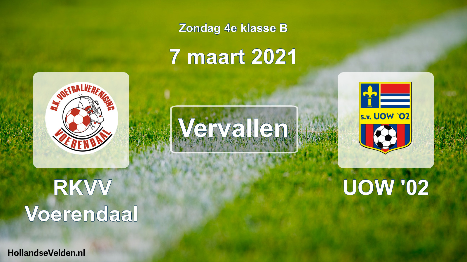 Scheduled Match: RKVV Voerendaal - UOW '02 (7 March 2021)