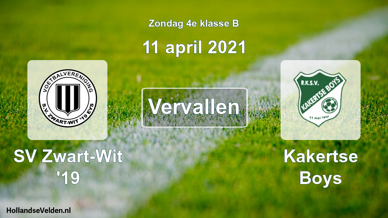 Scheduled Match: SV Zwart-Wit '19 - Kakertse Boys (11 April 2021)