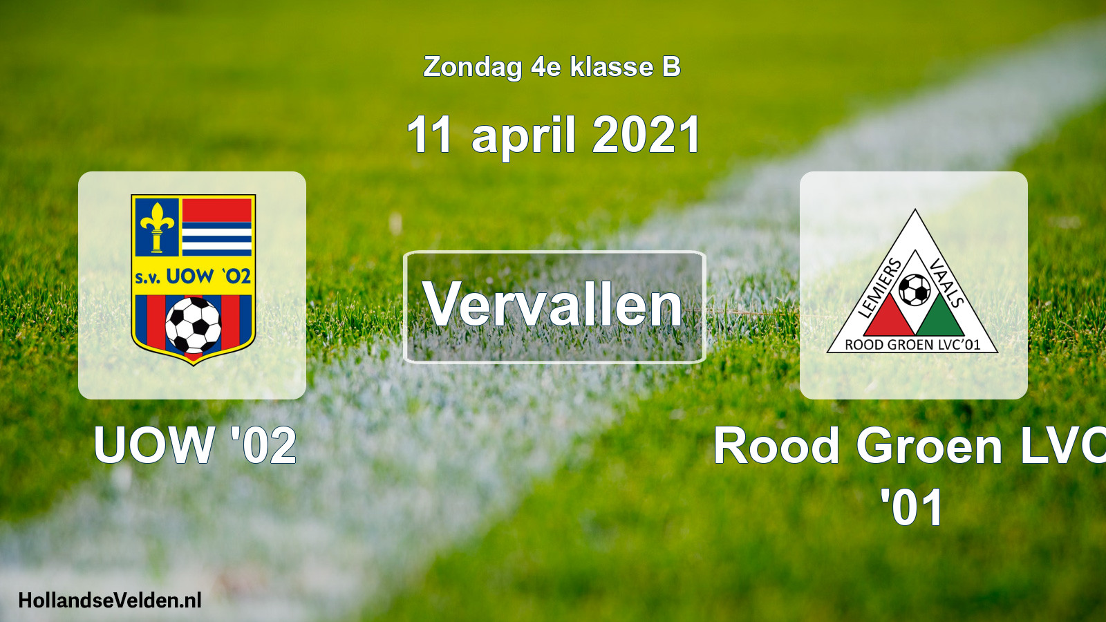 Scheduled Match: UOW '02 - Rood Groen LVC '01 (11 April 2021)