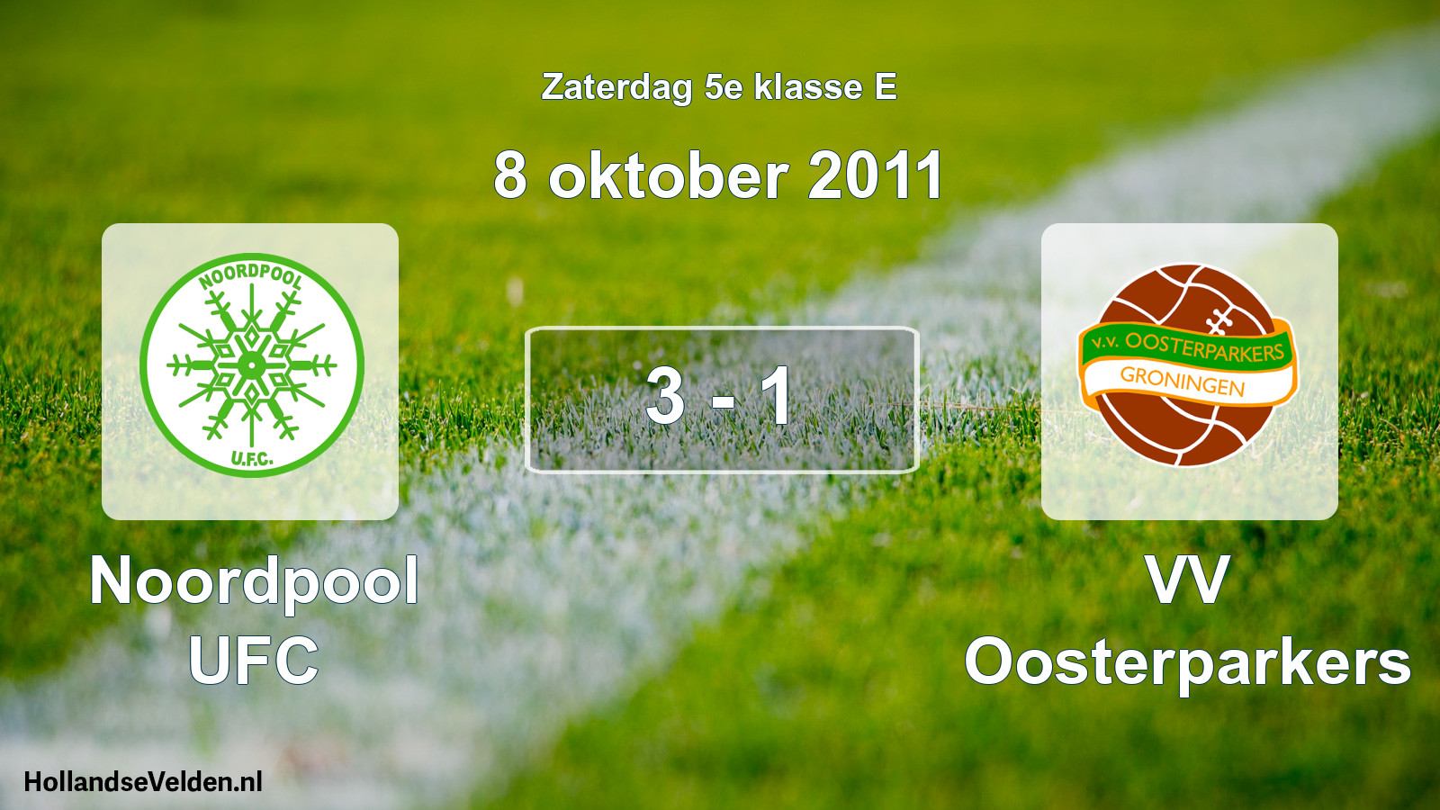 Total number of matches played: Noordpool UFC - VV Oosterparkers 3 - 1 (8 October 2011)