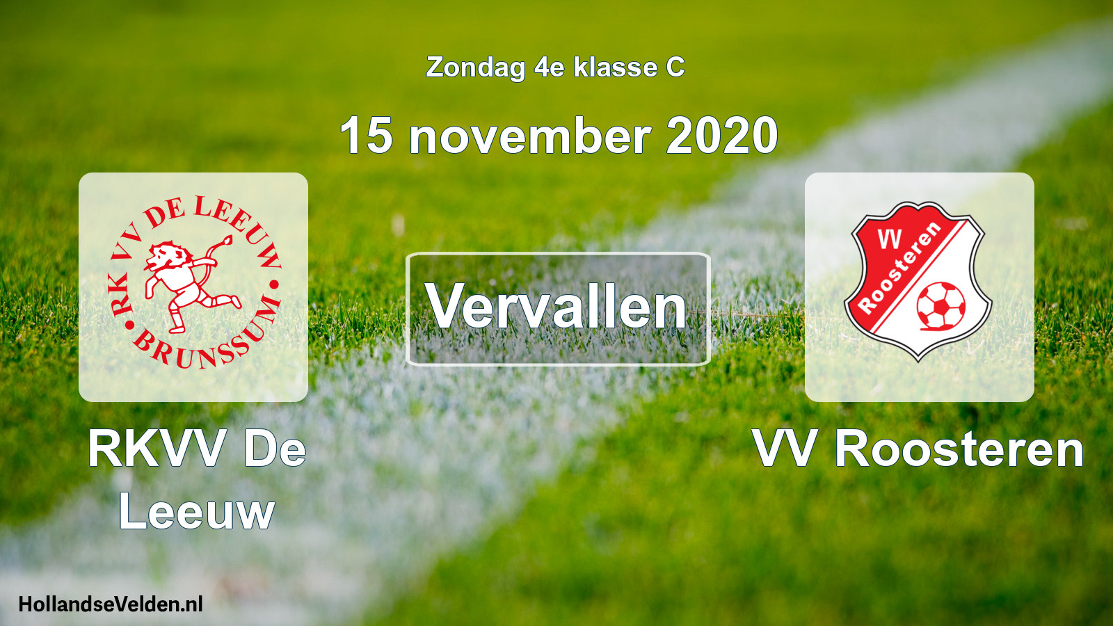 Scheduled Match: RKVV De Leeuw - VV Roosteren (15 November 2020)
