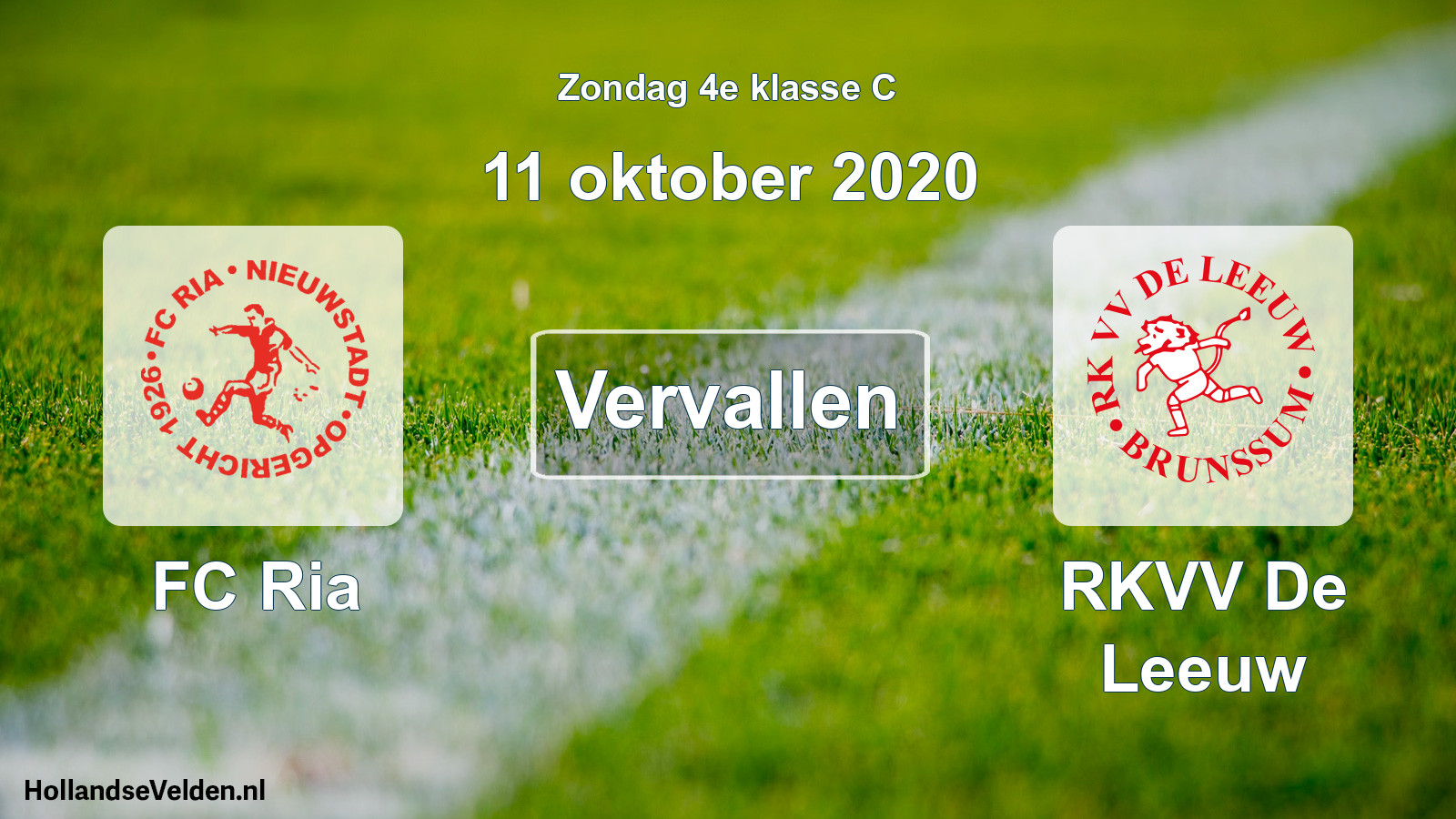 Scheduled Match: FC Ria - RKVV De Leeuw (11 October 2020)