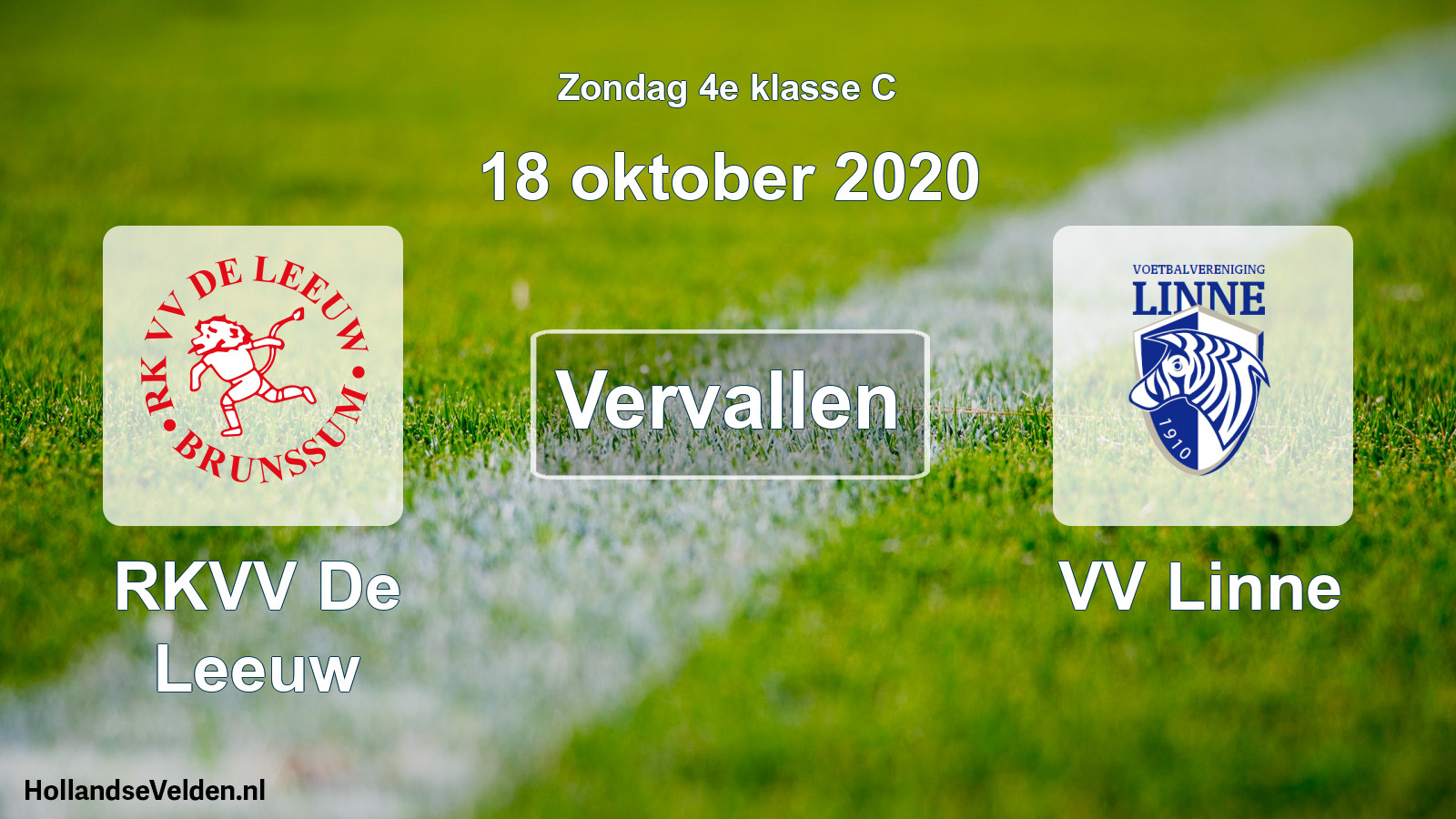 Scheduled Match: RKVV De Leeuw - VV Linne (18 October 2020)