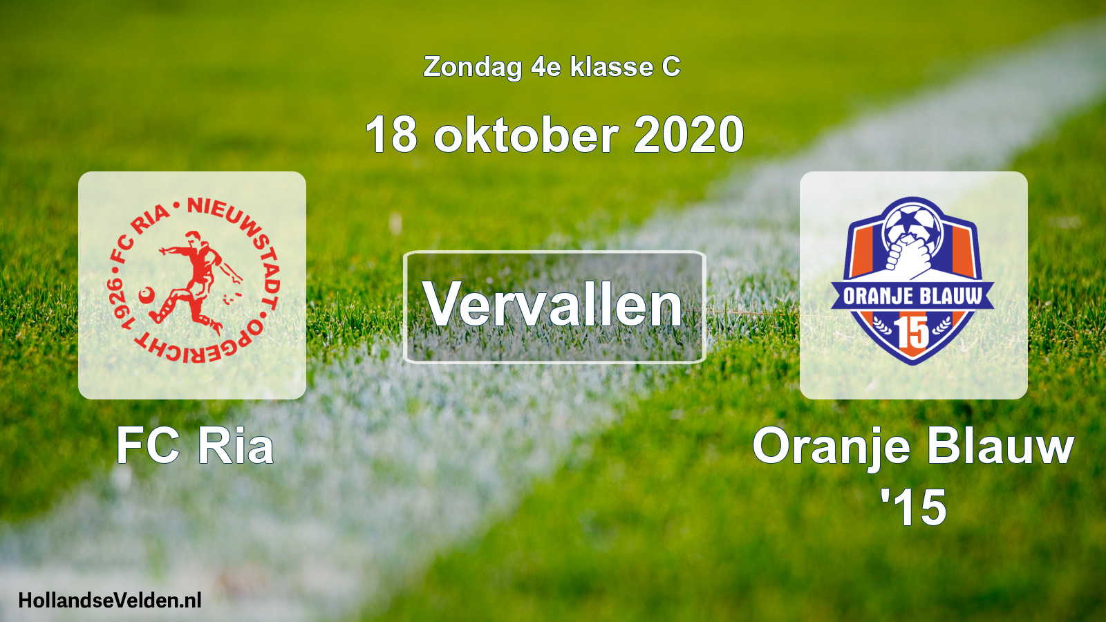 Scheduled Match: FC Ria - Oranje Blauw '15 (18 October 2020)