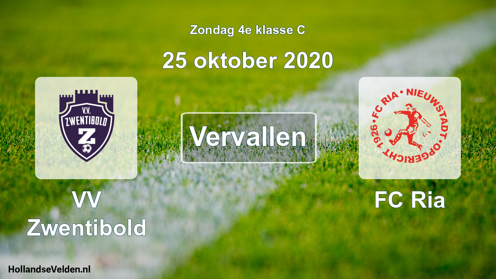 Scheduled Match: VV Zwentibold - FC Ria (25 October 2020)