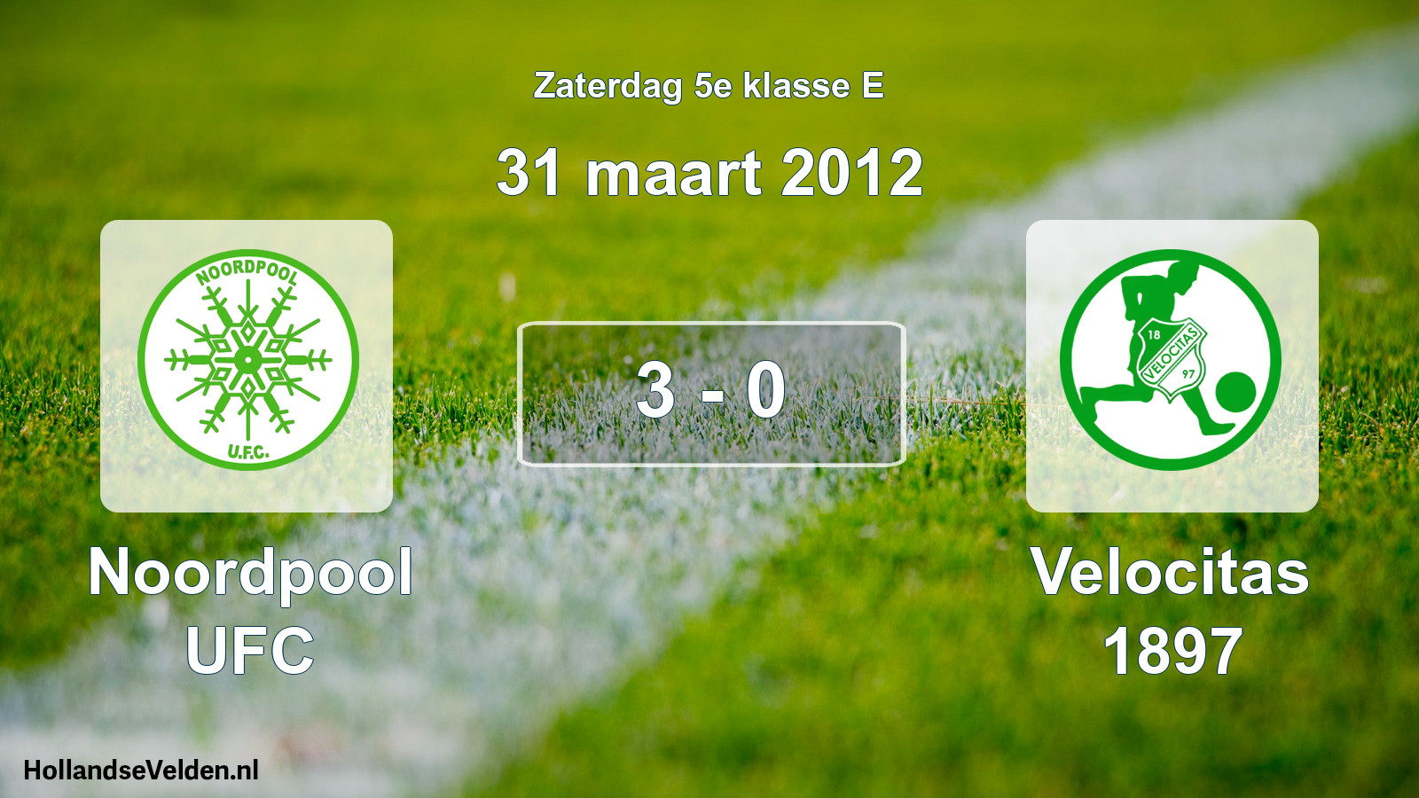 Total number of matches played: Noordpool UFC - Velocitas 1897 3 - 0 (31 March 2012)