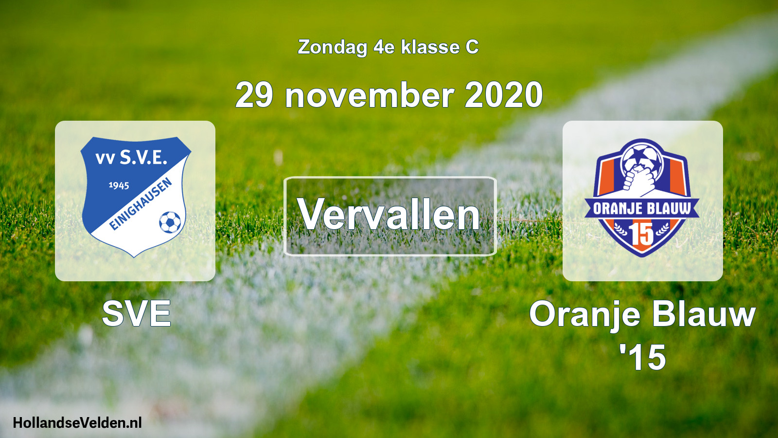 Scheduled Match: SVE - Oranje Blauw '15 (29 November 2020)