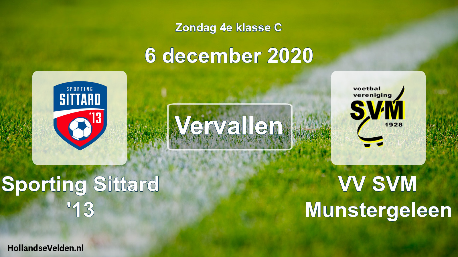 Scheduled Match: Sporting Sittard '13 - VV SVM Munstergeleen (6 December 2020)