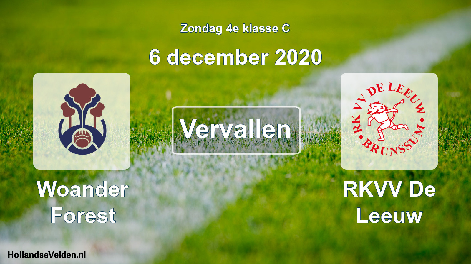 Scheduled Match: Woander Forest - RKVV De Leeuw (6 December 2020)
