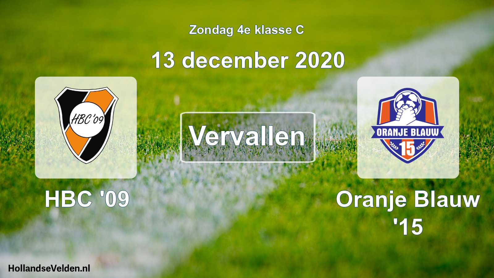 Scheduled Match: HBC '09 - Oranje Blauw '15 (13 December 2020)