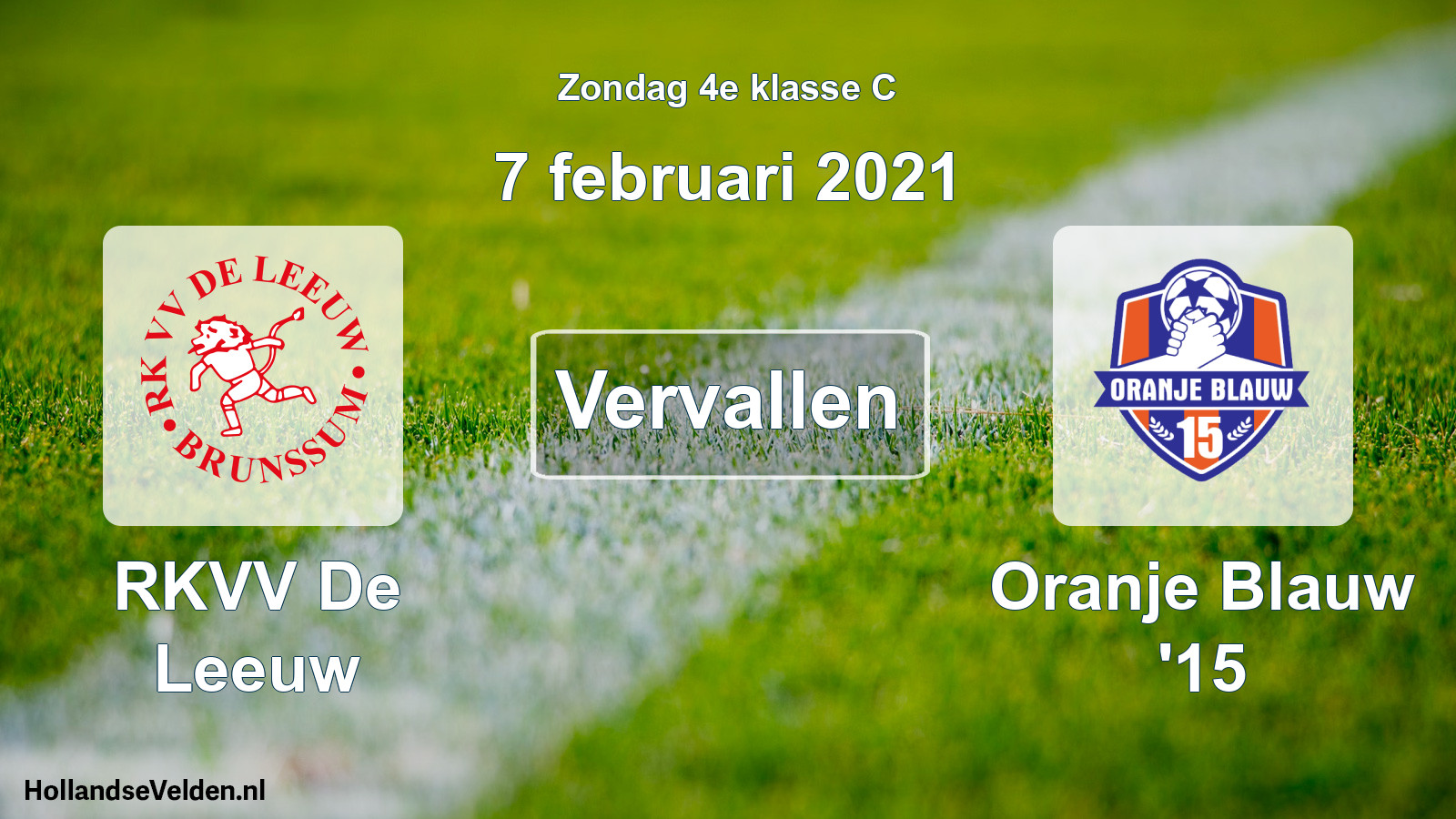 Scheduled Match: RKVV De Leeuw - Oranje Blauw '15 (7 February 2021)