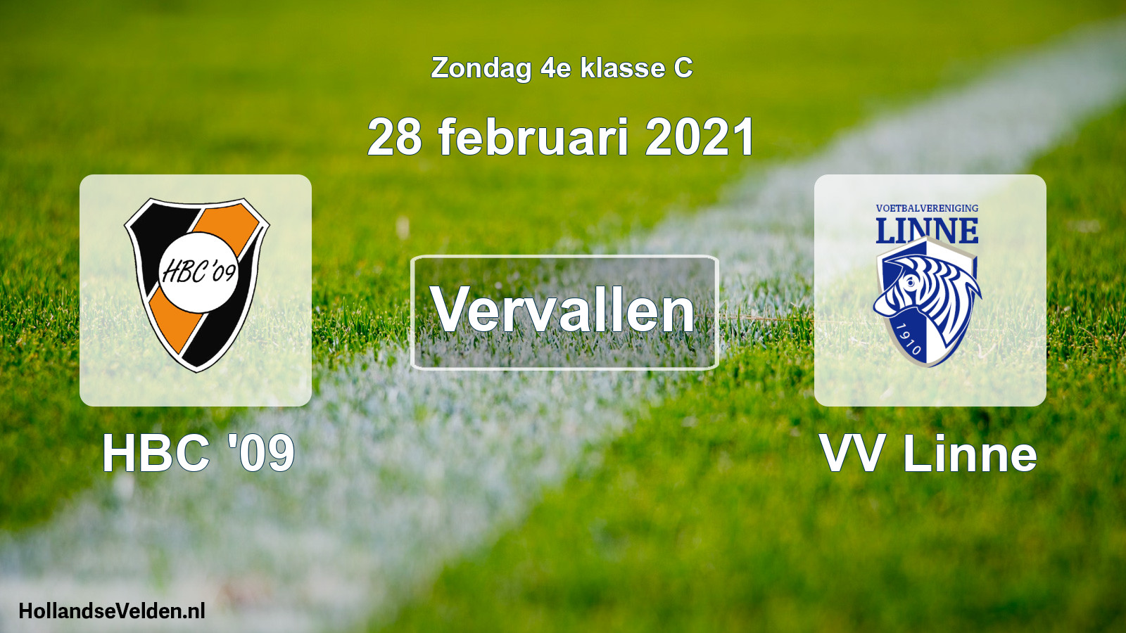 Scheduled Match: HBC '09 - VV Linne (28 February 2021)