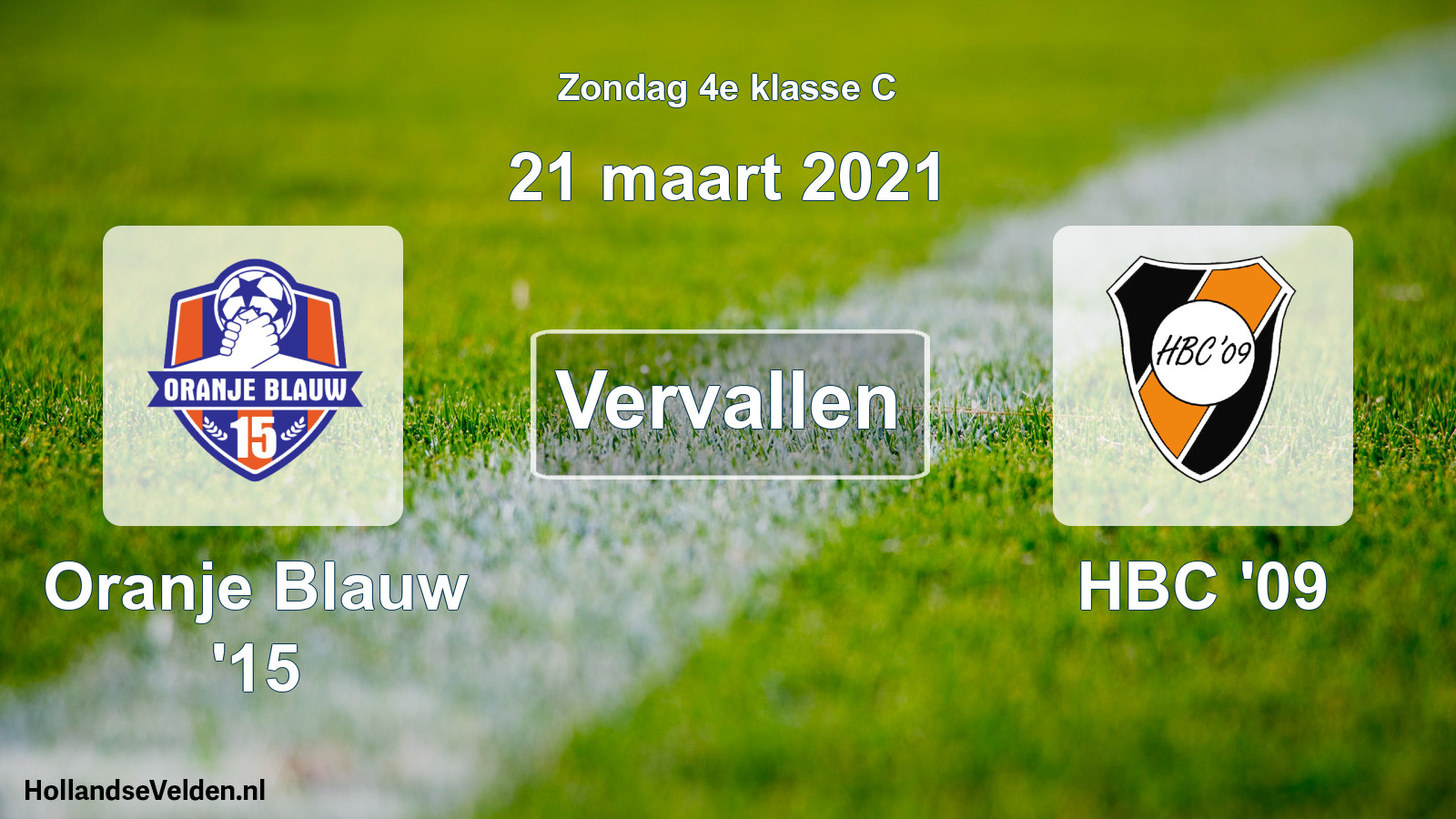 Scheduled Match: Oranje Blauw '15 - HBC '09 (21 March 2021)