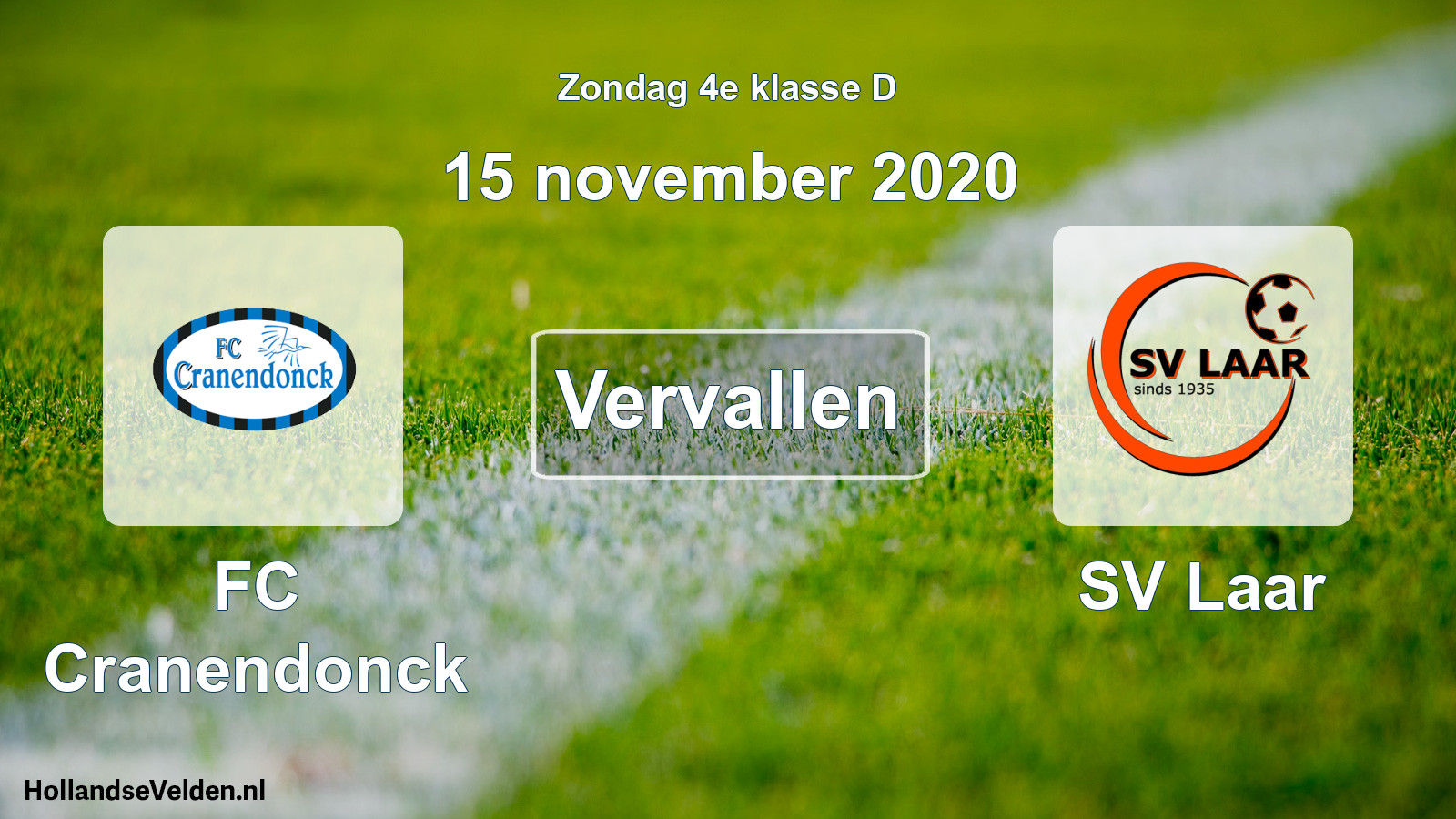 Scheduled Match: FC Cranendonck - SV Laar (15 November 2020)