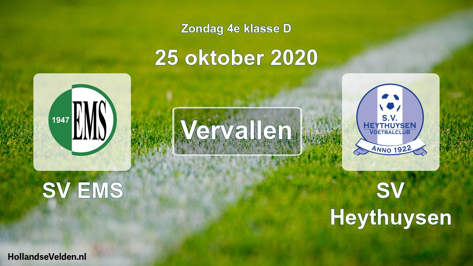Scheduled Match: SV EMS - Heythuysen (25 October 2020)
