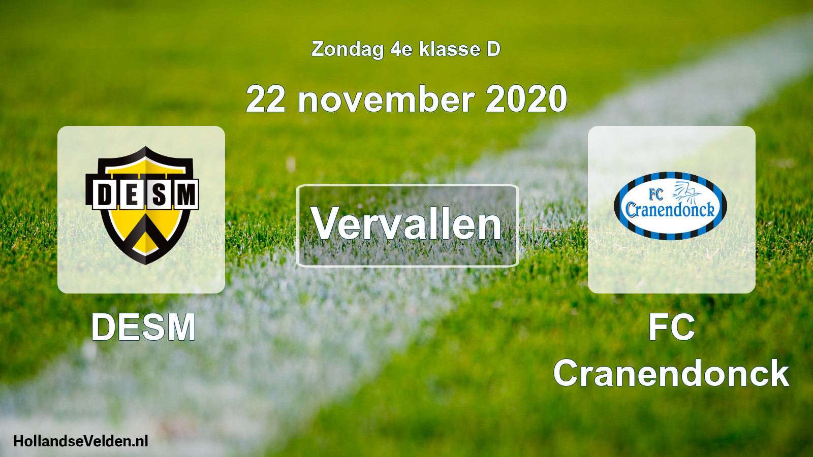 Scheduled Match: DESM - FC Cranendonck (22 November 2020)