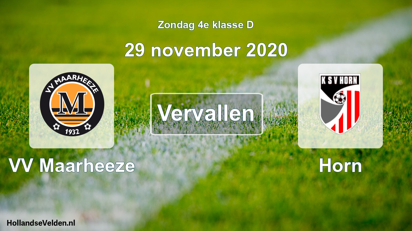 Scheduled Match: VV Maarheeze - Horn (29 November 2020)