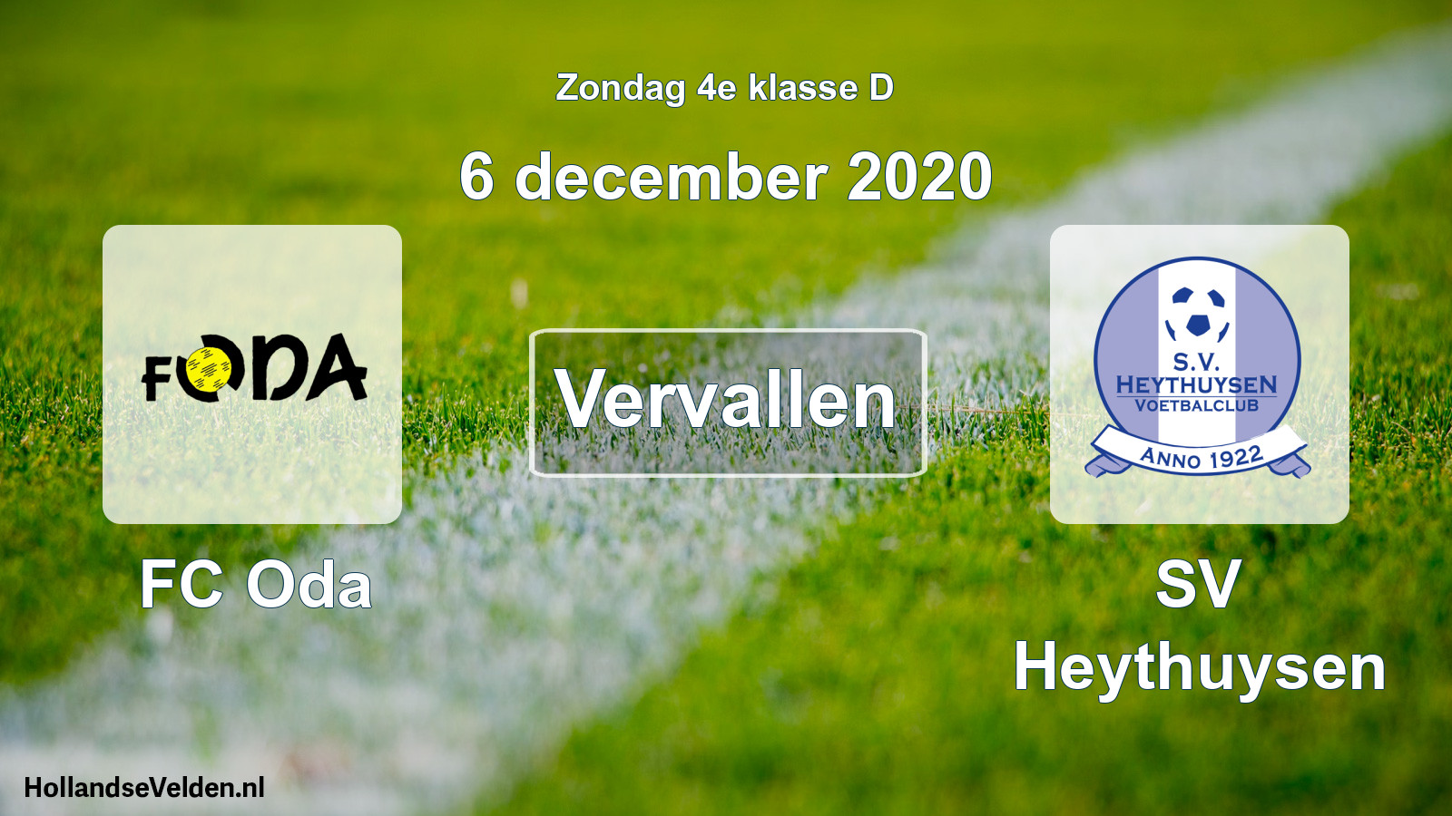Scheduled Match: FC Oda - Heythuysen (6 December 2020)