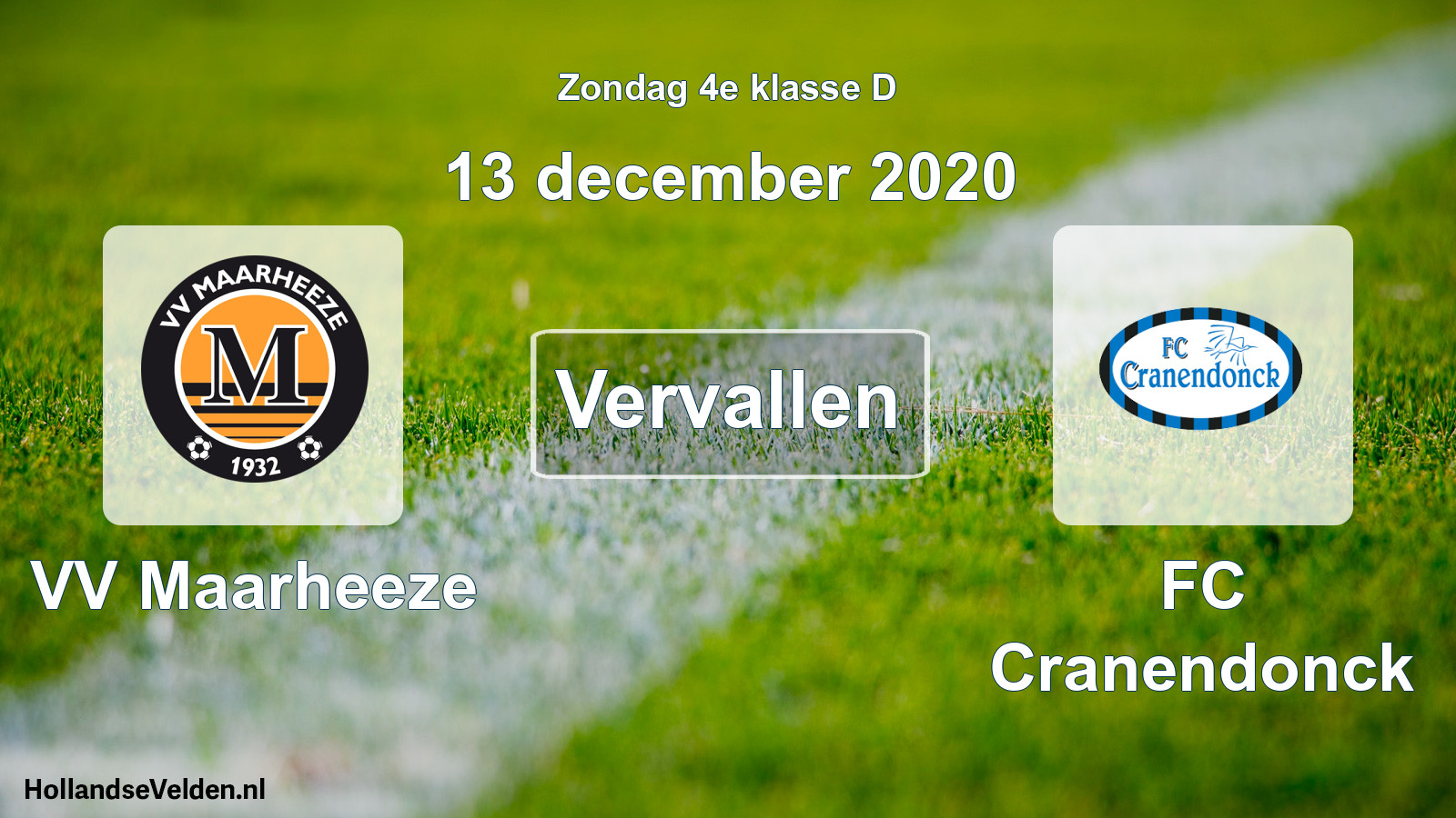 Scheduled Match: VV Maarheeze - FC Cranendonck (13 December 2020)