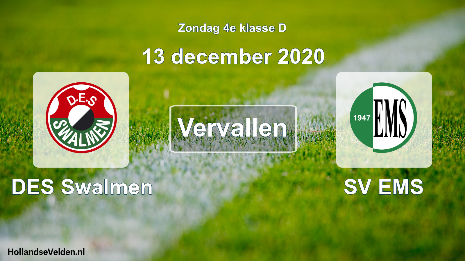 Scheduled Match: DES Swalmen - SV EMS (13 December 2020)