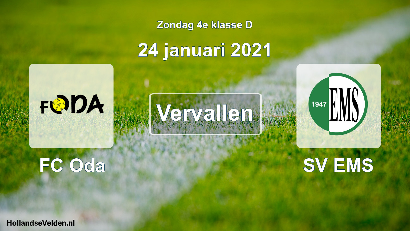 Scheduled Match: FC Oda - SV EMS (24 January 2021)