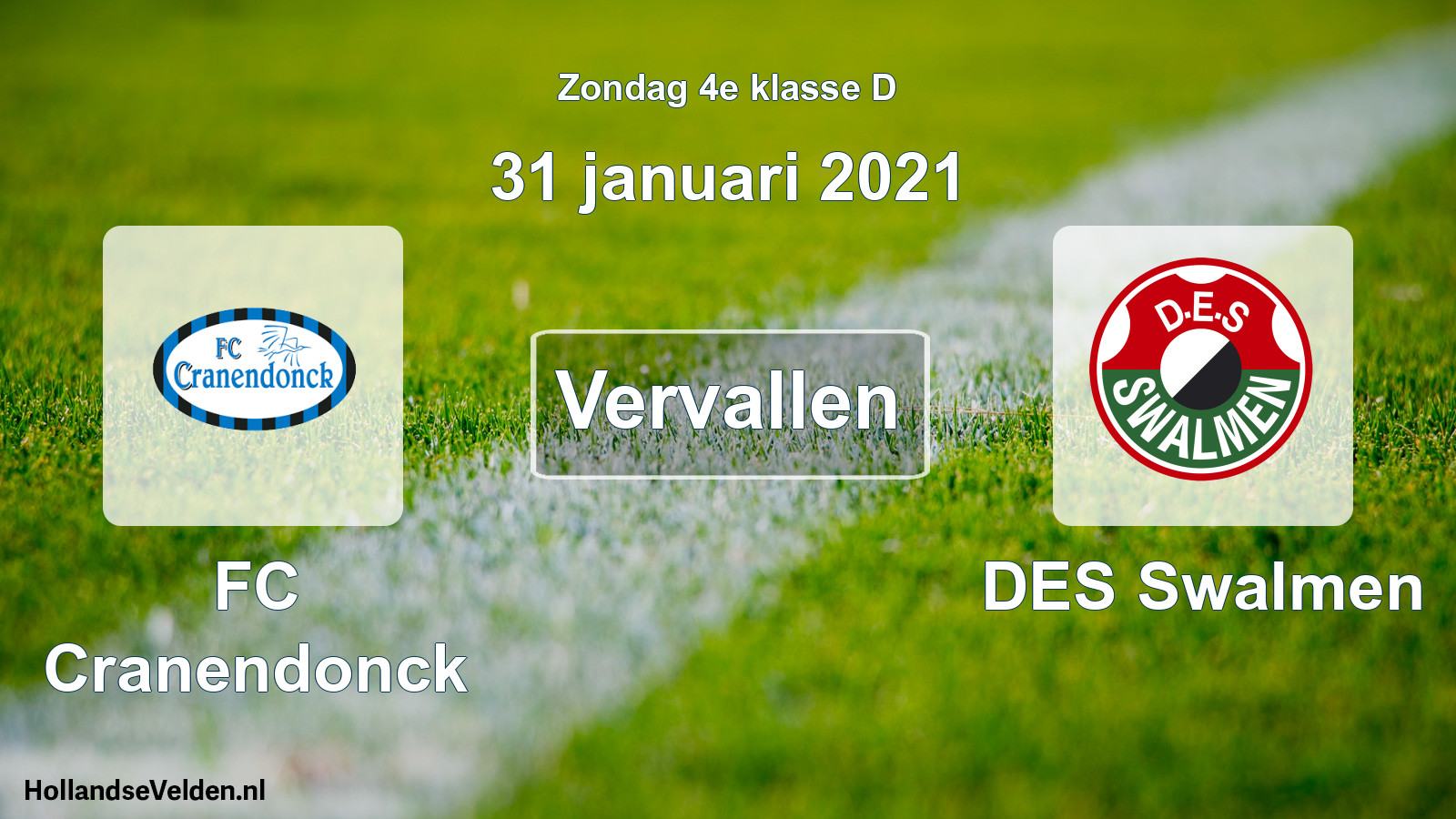 Scheduled Match: FC Cranendonck - DES Swalmen (31 January 2021)