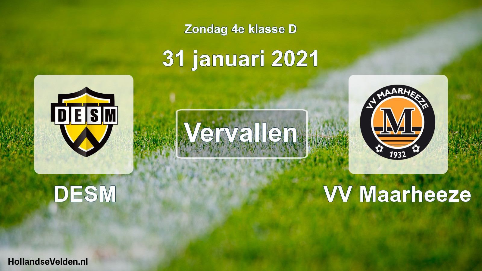 Scheduled Match: DESM - VV Maarheeze (31 January 2021)
