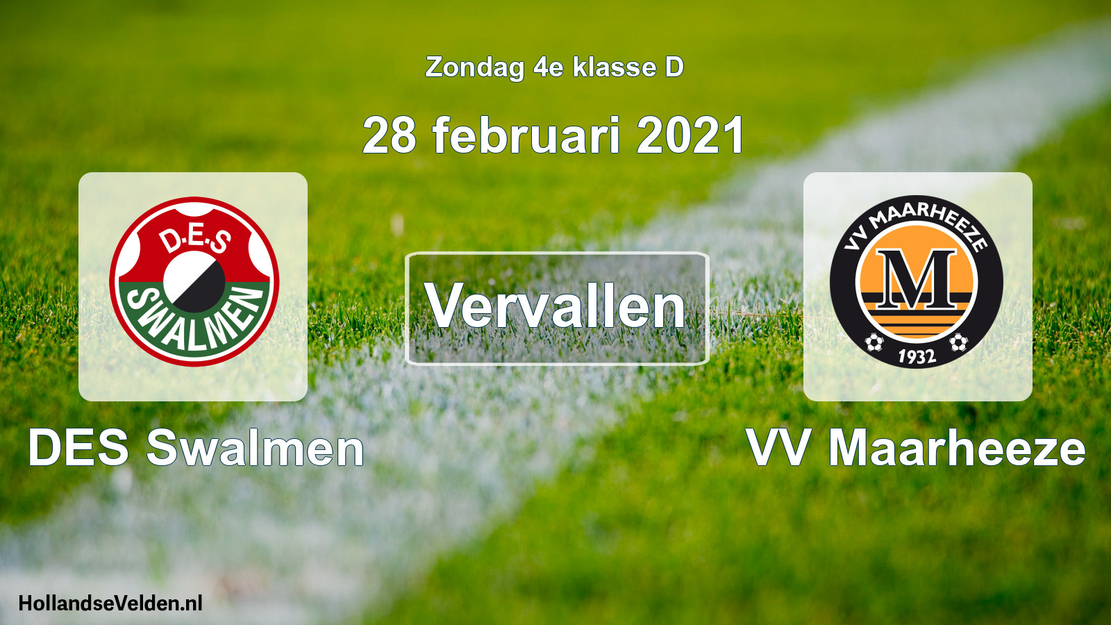 Scheduled Match: DES Swalmen - VV Maarheeze (28 February 2021)