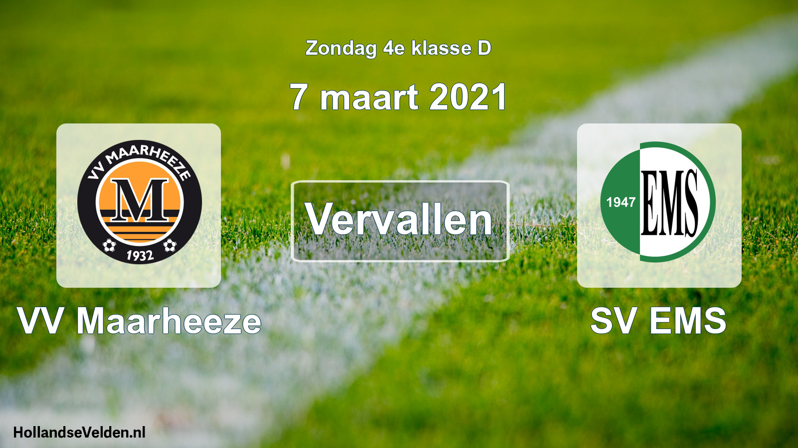 Scheduled Match: VV Maarheeze - SV EMS (7 March 2021)