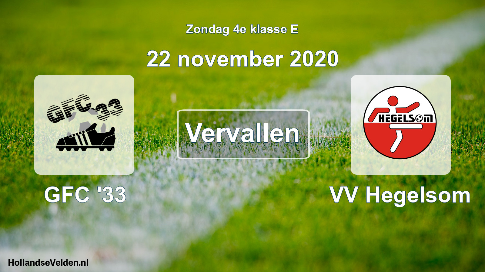 Scheduled Match: GFC '33 - VV Hegelsom (22 November 2020)
