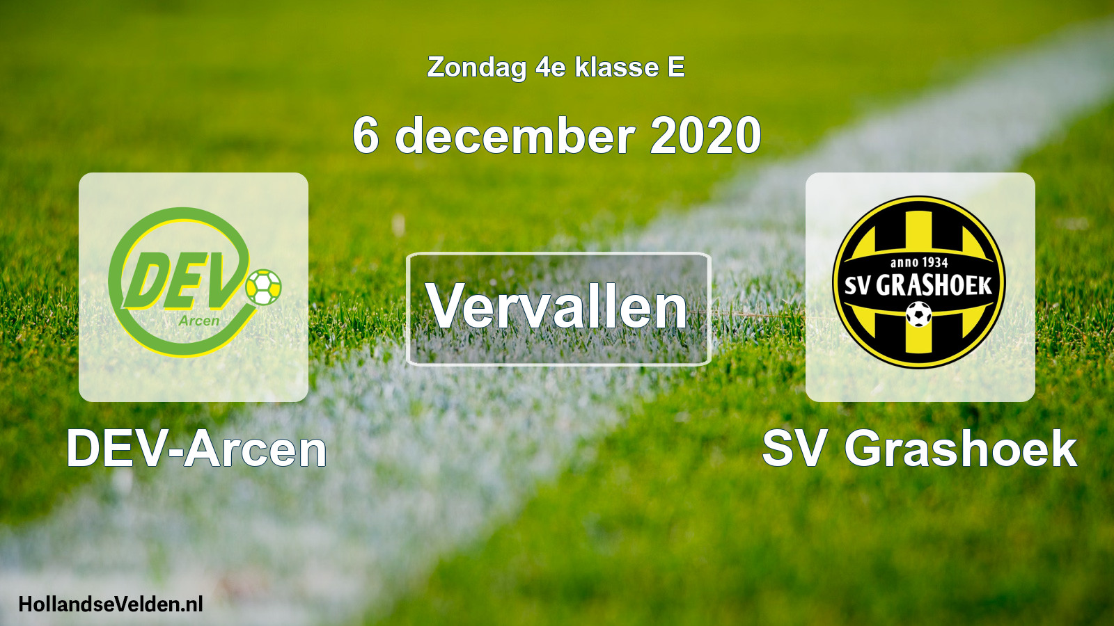 Scheduled Match: DEV-Arcen - SV Grashoek (6 December 2020)