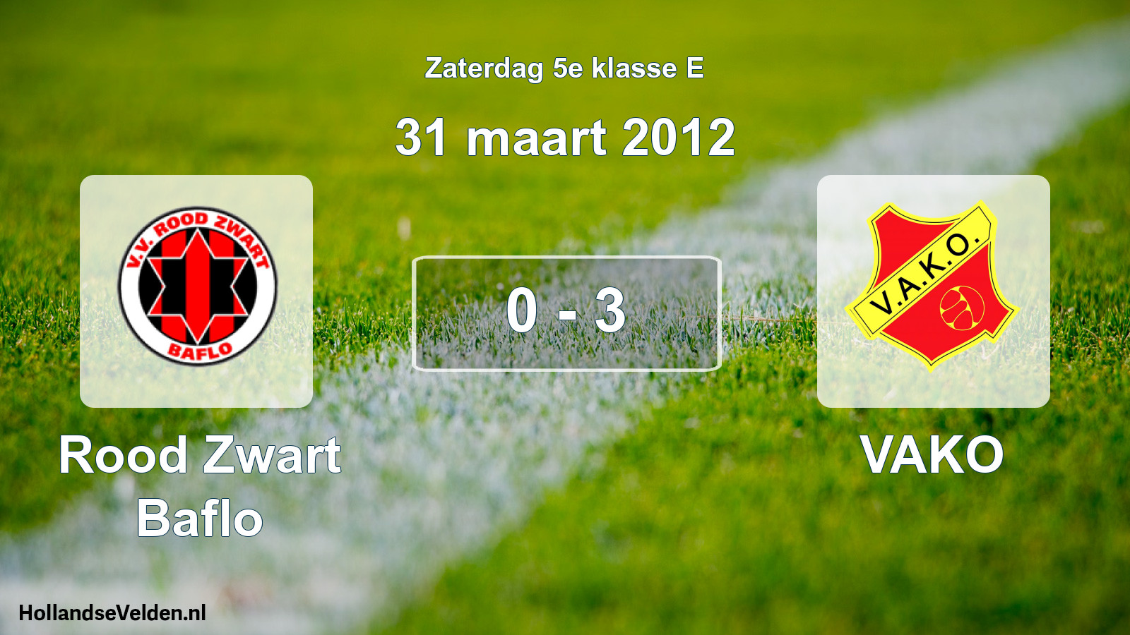 Total number of matches played: Rood Zwart Baflo - VAKO 0 - 3 (31 March 2012)