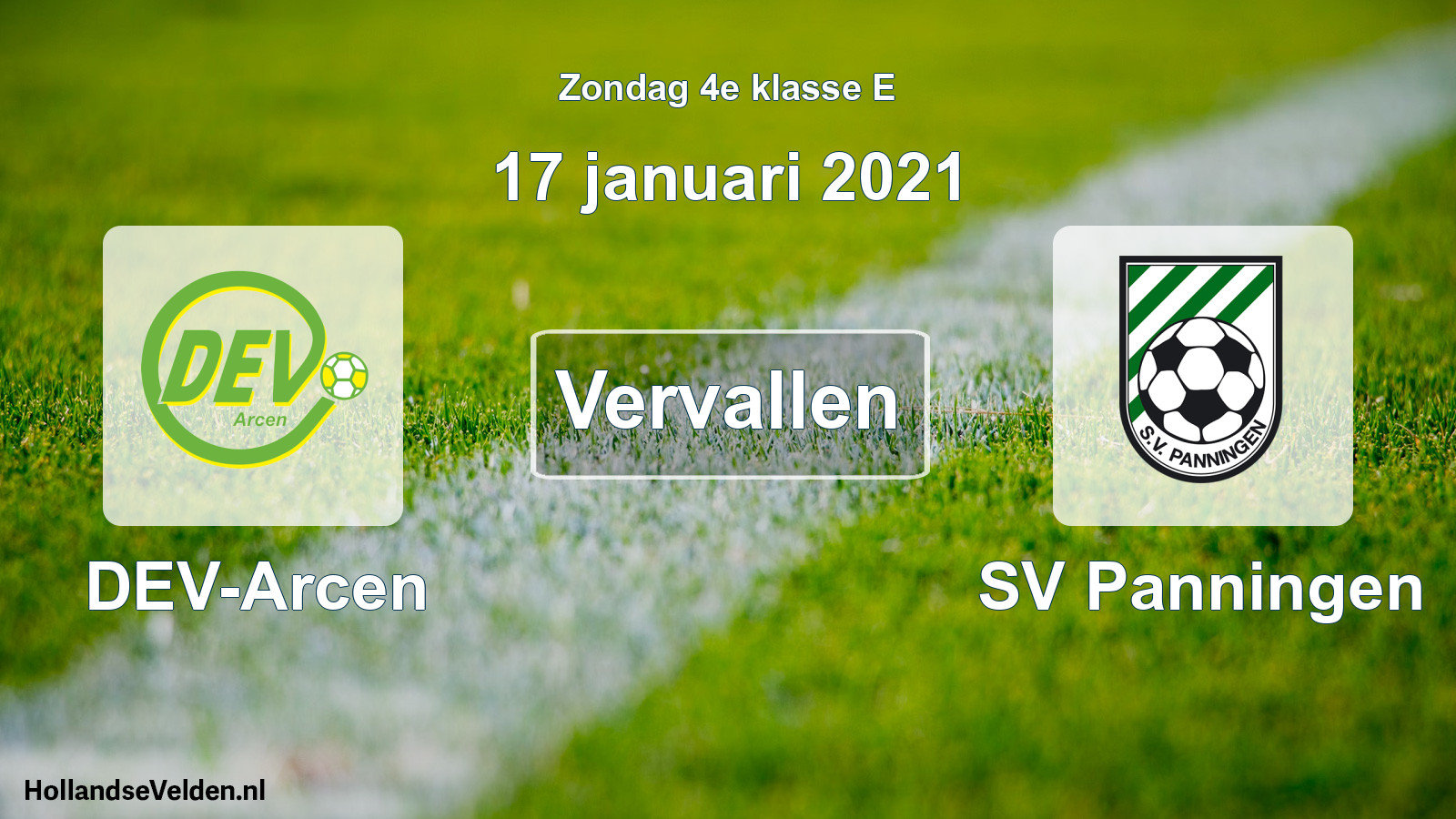 Scheduled Match: DEV-Arcen - SV Panningen (17 January 2021)