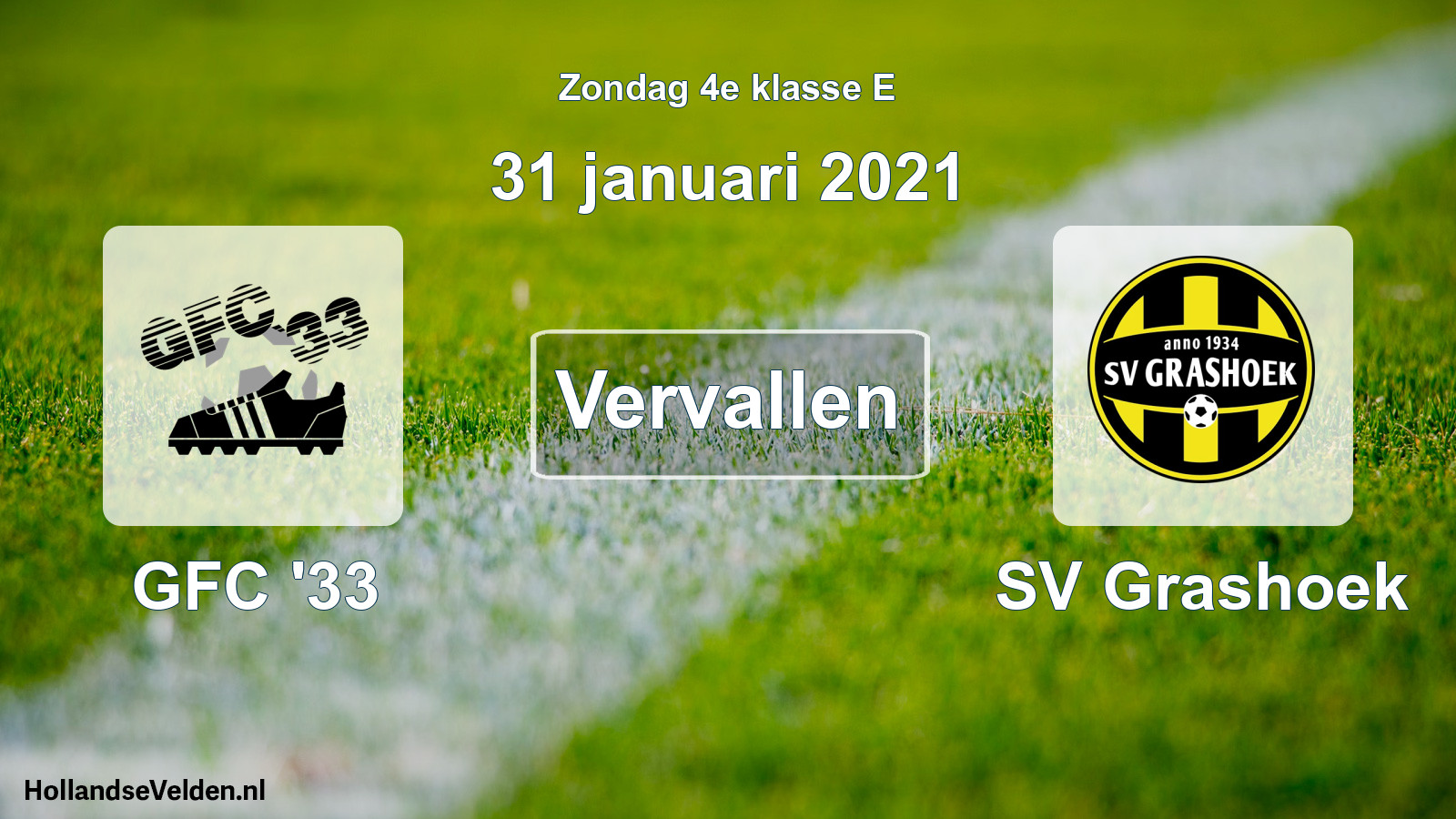 Scheduled Match: GFC '33 - SV Grashoek (31 January 2021)