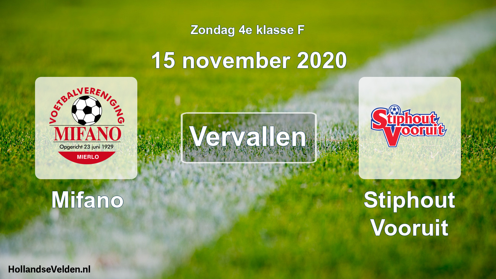 Scheduled Match: Mifano - Stiphout Vooruit (15 November 2020)