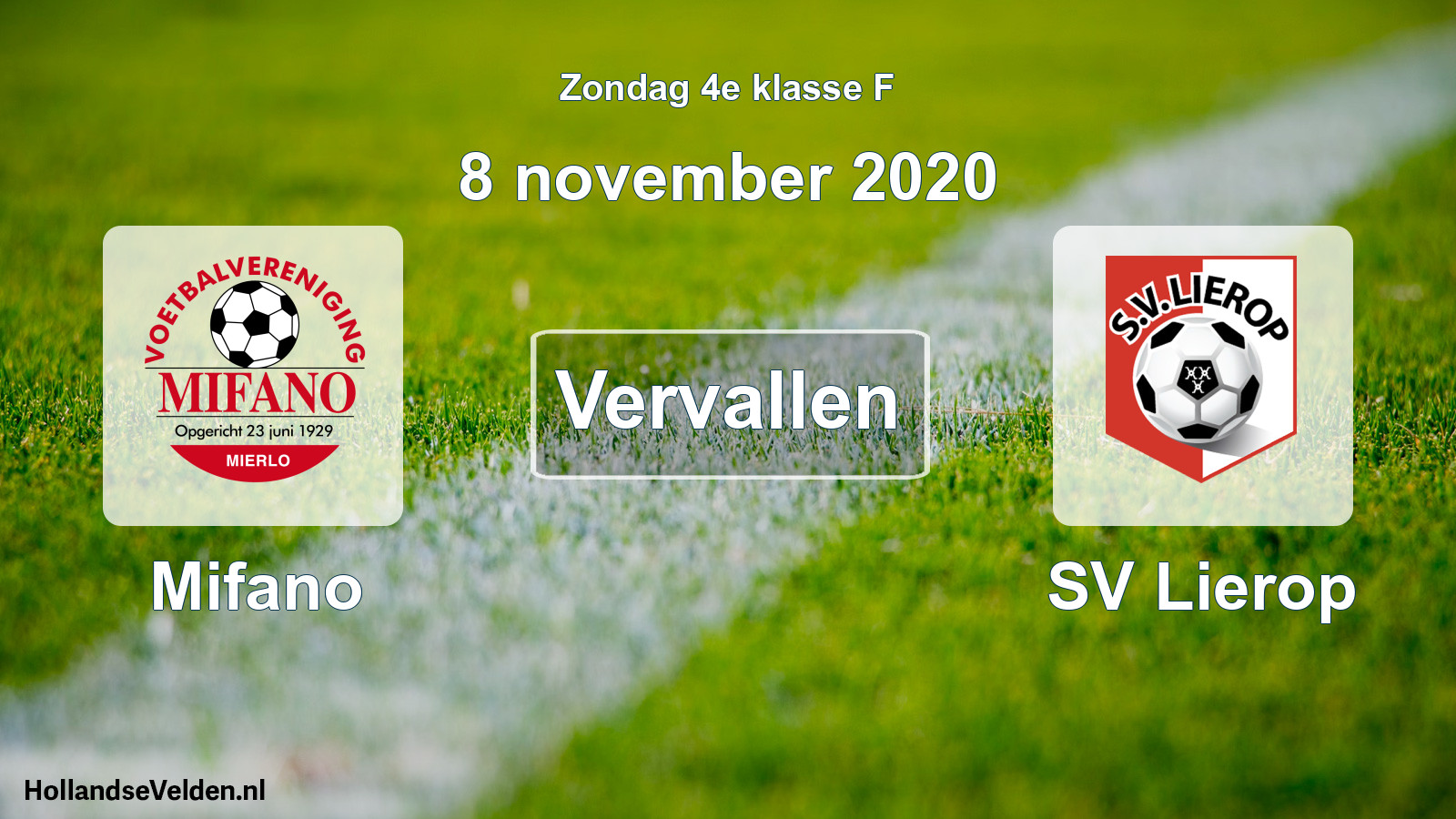 Scheduled Match: Mifano - SV Lierop (8 November 2020)