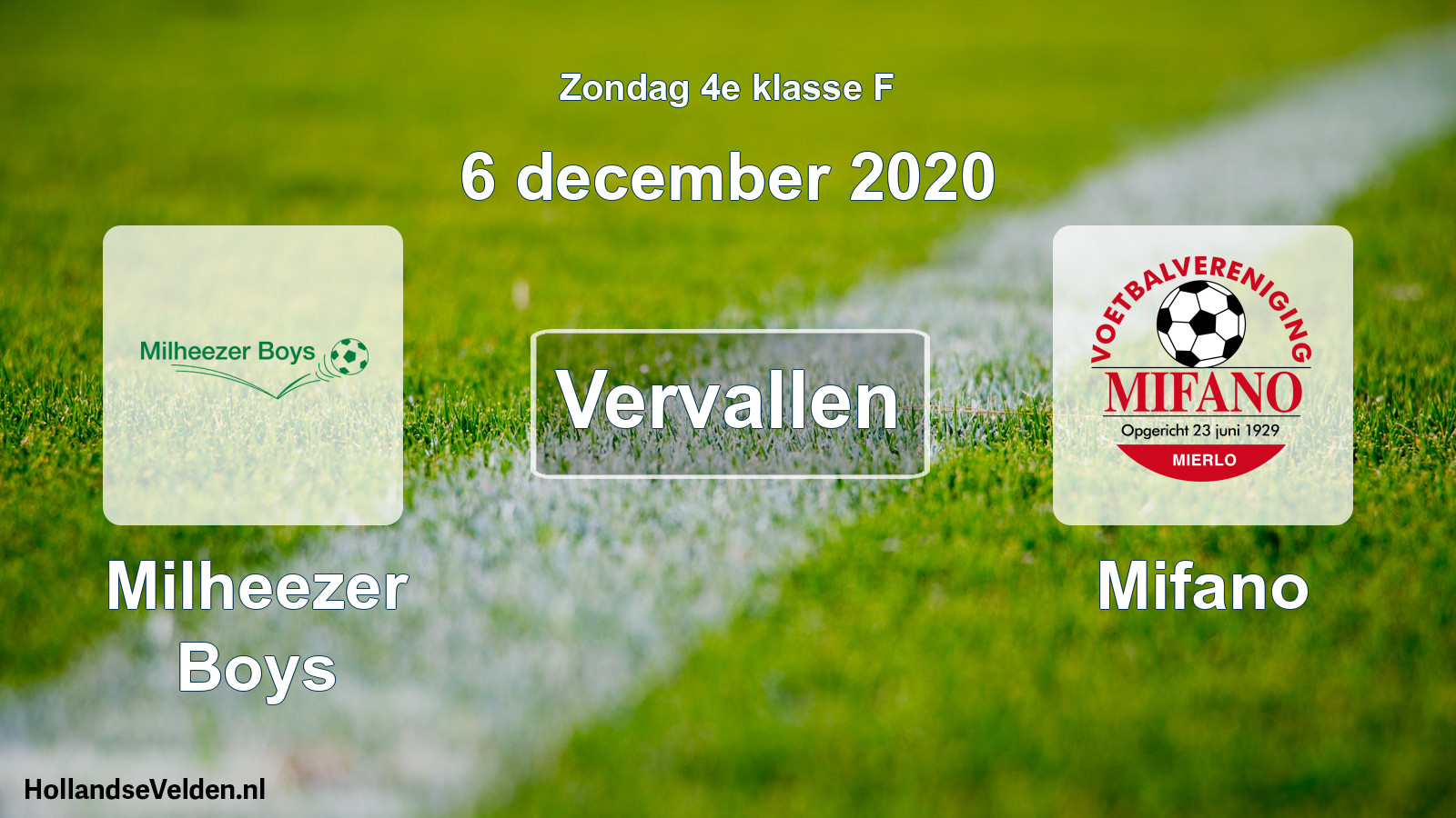 Scheduled Match: Milheezer Boys - Mifano (6 December 2020)