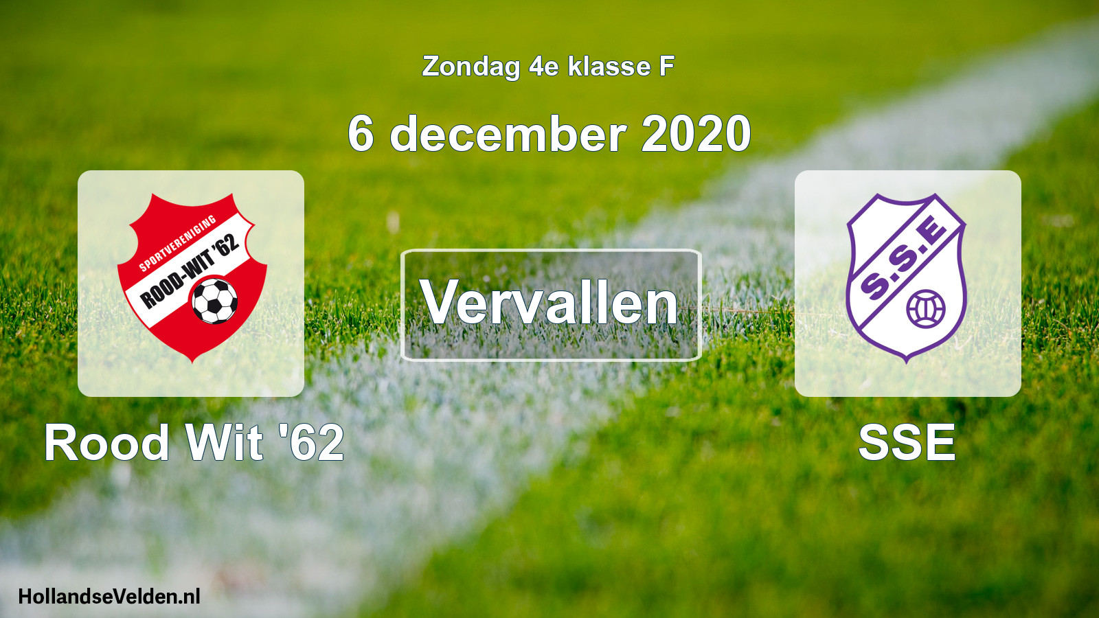 Scheduled Match: Rood Wit '62 - SSE (6 December 2020)