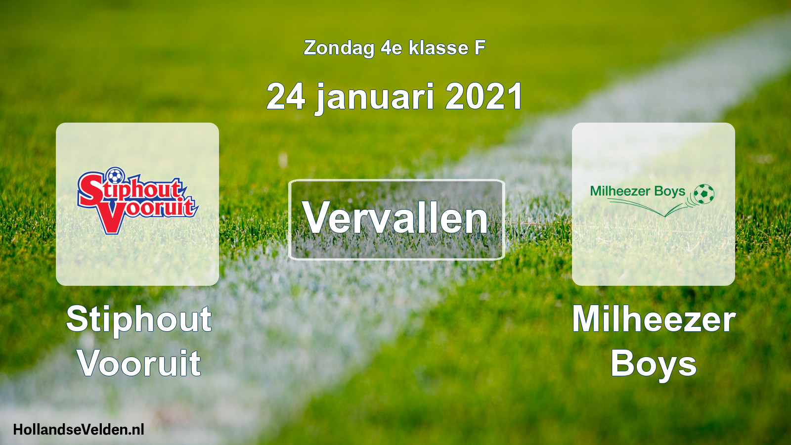 Scheduled Match: Stiphout Vooruit - Milheezer Boys (24 January 2021)